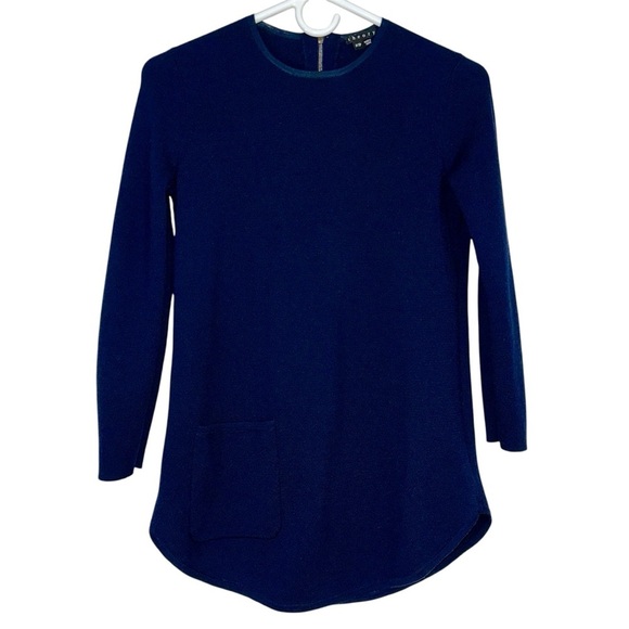 Theory Dark Blue Wool Zip Back Tunic Sweater - Picture 1 of 7